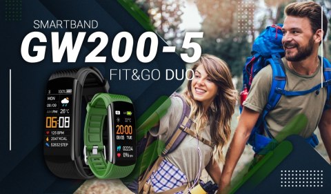 Smartband GIEWONT Fit&GO Duo GW200-5 - Black + Pasek Go Green Smartband GIEWONT Fit&GO Duo GW200-5 - Black + Pasek Go Green