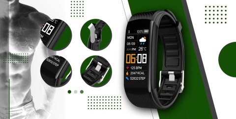 Smartband GIEWONT Fit&GO Duo GW200-5 - Black + Pasek Go Green Smartband GIEWONT Fit&GO Duo GW200-5 - Black + Pasek Go Green