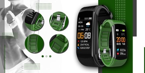 Smartband GIEWONT Fit&GO Duo GW200-5 - Black + Pasek Go Green Smartband GIEWONT Fit&GO Duo GW200-5 - Black + Pasek Go Green