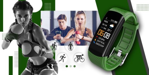 Smartband GIEWONT Fit&GO Duo GW200-5 - Black + Pasek Go Green Smartband GIEWONT Fit&GO Duo GW200-5 - Black + Pasek Go Green