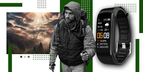 Smartband GIEWONT Fit&GO Duo GW200-5 - Black + Pasek Go Green Smartband GIEWONT Fit&GO Duo GW200-5 - Black + Pasek Go Green
