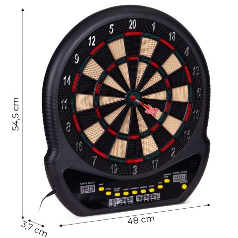 Elektroniczna tarcza do darta gry w rzutki lotki tablica LCD 48 cm 27 gier zestaw 12 rzutek