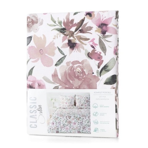 KOMPLET POŚCIELI SATYNOWEJ SPRING 57 140 X 200 CM BIAŁY