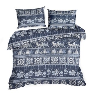 ŚWIĄTECZNY KOMPLET POŚCIELI FJORD 220 X 200 CM GRANATOWY