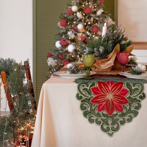 OBRUS ŚWIĄTECZNY 05 35 X 180 CM ZIELONY