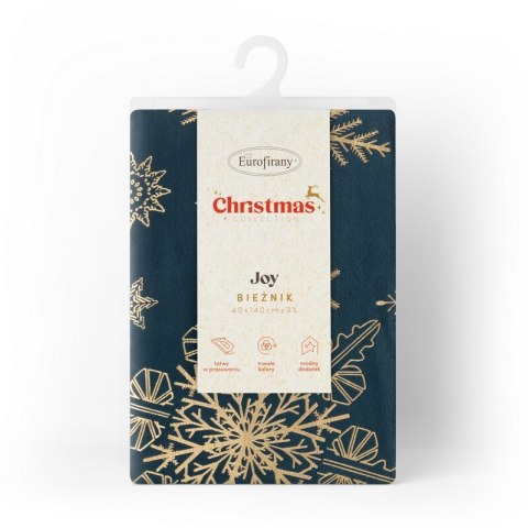 OBRUS ŚWIĄTECZNY JOY (2) 40 X 140 CM GRANATOWY