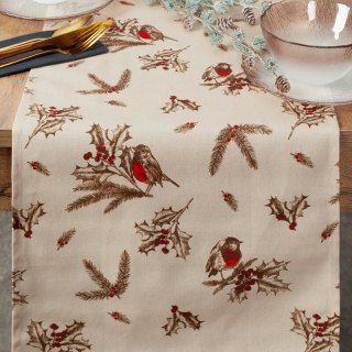 OBRUS ŚWIĄTECZNY MELODY 40 X 140 CM BEŻOWY