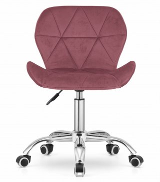 Krzesło obrotowe biurowe z szerokim oparciem welur aksamit ciemno-różowe