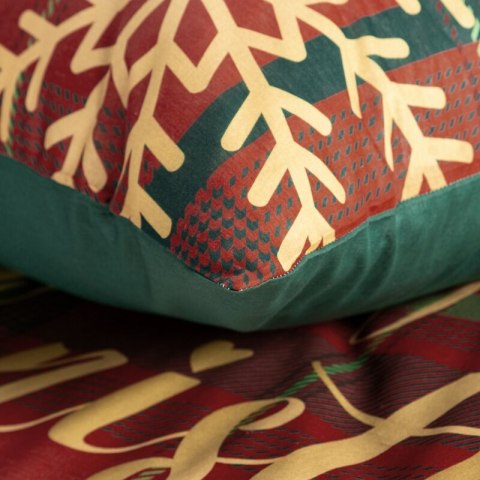 Pościel 220x200 cm bawełna ranforce kolor czerwony, ciemnozielony zdobiona nadrukiem kraty