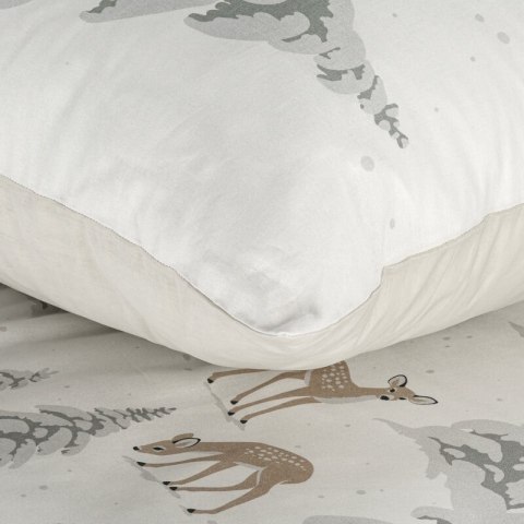 Pościel świąteczna 140x200 cm bawełna ranforce kolor biały, beżowy z nadrukiem sarenek FAWN