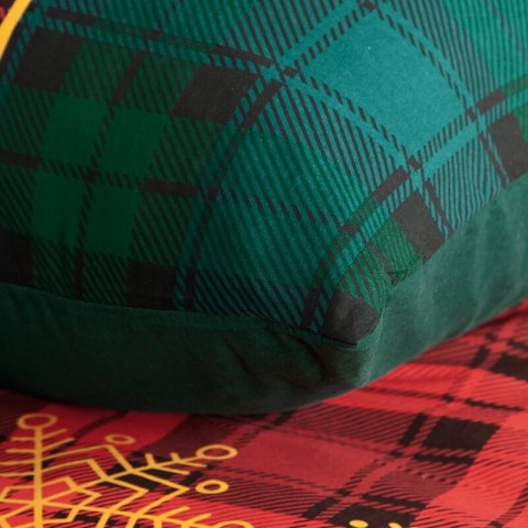Pościel świąteczna 220x200 cm bawełna ranforce, kolor czerwony, zielony z nadrukiem kraty GLORY