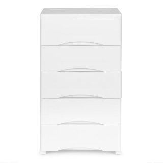 Regał z 5 wysuwanymi szufladami nogi z kółkami biały ModernHome