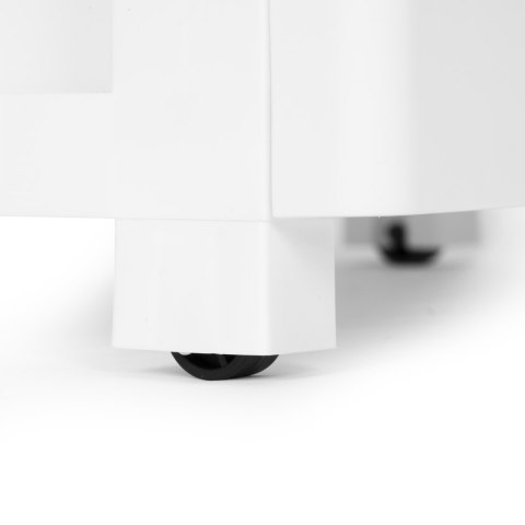 Regał z 5 wysuwanymi szufladami nogi z kółkami biały ModernHome