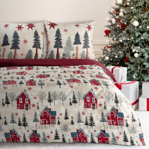 ŚWIĄTECZNY KOMPLET POŚCIELI ASHER 140 X 200 CM CZERWONY