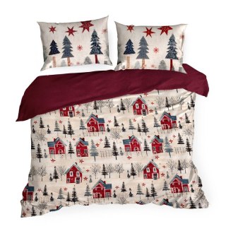 ŚWIĄTECZNY KOMPLET POŚCIELI ASHER 140 X 200 CM CZERWONY