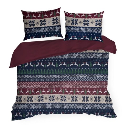 ŚWIĄTECZNY KOMPLET POŚCIELI SKANDY 160 X 200 CM GRANATOWY