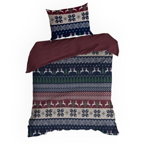 ŚWIĄTECZNY KOMPLET POŚCIELI SKANDY 220 X 200 CM GRANATOWY