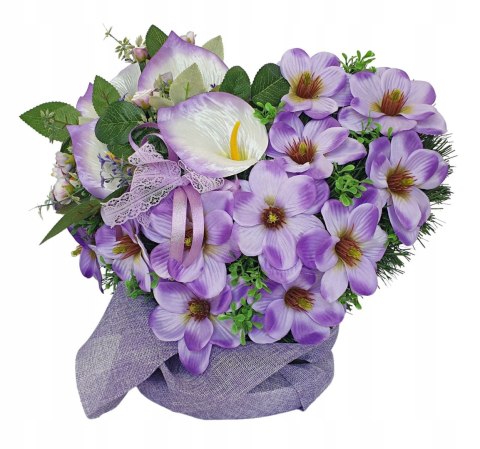 Stroik serce xl na cmentarz kwiaty na grób kompozycja fioletowe magnolie