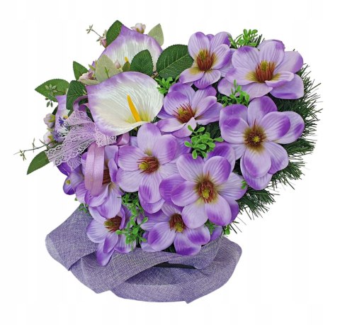 Stroik serce xl na cmentarz kwiaty na grób kompozycja fioletowe magnolie