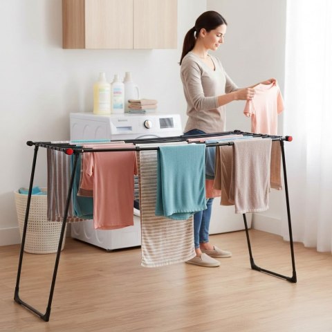 Suszarka na pranie stojąca rozsuwana teleskopowa 19 metrów składana czarna