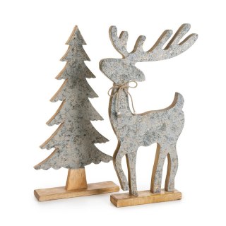 FIGURKA ŚWIĄTECZNA 143 32 X 8 X 62 CM SREBRNY