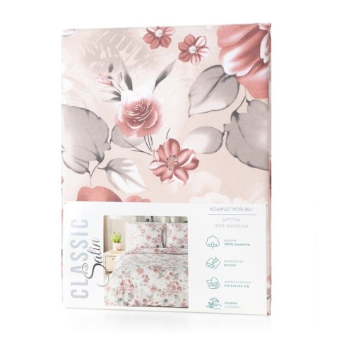 KOMPLET POŚCIELI SATYNOWEJ SPRING 42 140 X 200 CM PUDROWY RÓŻ