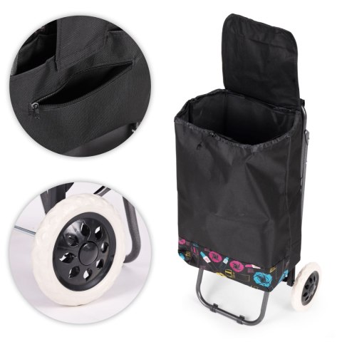 Wózek na zakupy torba 30 litrów ze składanym siedzeniem duże koła ModernHome