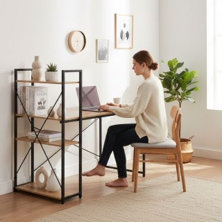 Biurko komputerowe szkolne 120x60 cm regał z 3 półkami loft jasny dąb ModernHome