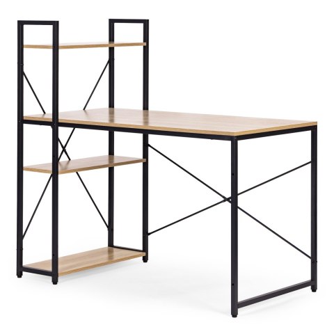 Biurko komputerowe szkolne 120x60 cm regał z 3 półkami loft jasny dąb ModernHome