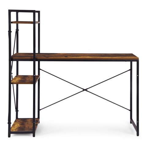 Biurko komputerowe szkolne 120x60 cm regał z 3 półkami postarzany orzech loft ModernHome