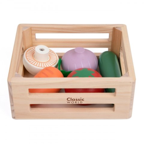 CLASSIC WORLD Zestaw Drewnianych Warzyw w Koszyku 6 el.