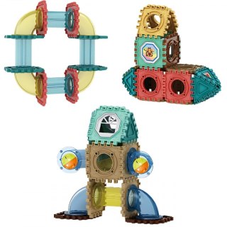 WOOPIE Klocki Konstrukcyjne 3D Zestaw Edukacyjny Tor Kulkowy Kulodrom Wafle 228el.