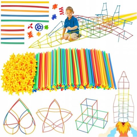 WOOPIE Klocki Konstrukcyjne Świecące Słomki 400 szt.