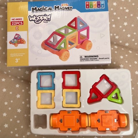 WOOPIE Klocki Magnetyczne Pojazd Mini Budowle STEAM 22el.