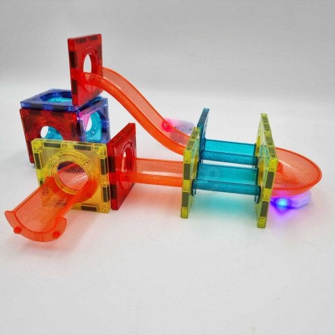 WOOPIE Klocki Magnetyczne Tor Kulkowy Świetlny Kulodrom 49 el.