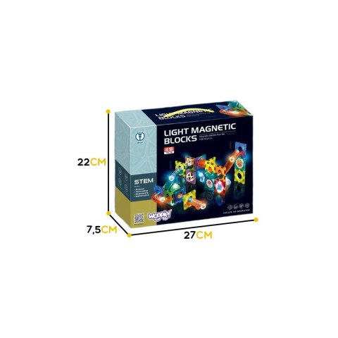 WOOPIE Klocki Magnetyczne Tor Kulkowy Świetlny Kulodrom 49 el.