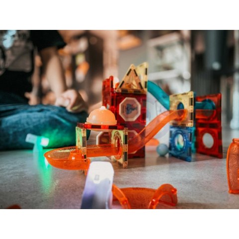 WOOPIE Klocki Magnetyczne Tor Kulkowy Świetlny Kulodrom 75 el.