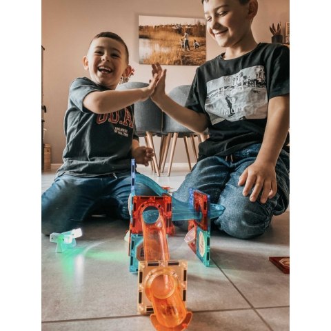 WOOPIE Klocki Magnetyczne Tor Kulkowy Świetlny Kulodrom 75 el.