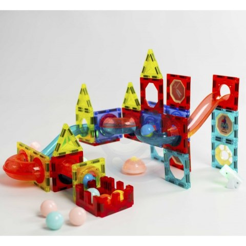 WOOPIE Klocki Magnetyczne Tor Kulkowy Świetlny Kulodrom 75 el.