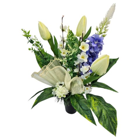 Bukiet wkład do wazonu kwiaty stroik na cmentarz grób wzór wiosenny