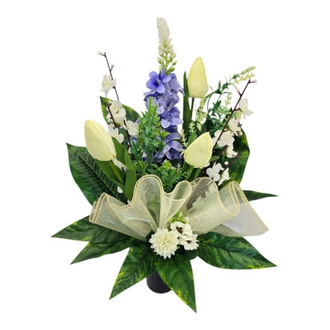 Bukiet wkład do wazonu kwiaty stroik na cmentarz grób wzór wiosenny