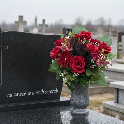 Bukiet flakon stroik na cmentarz kompozycja kwiatowa