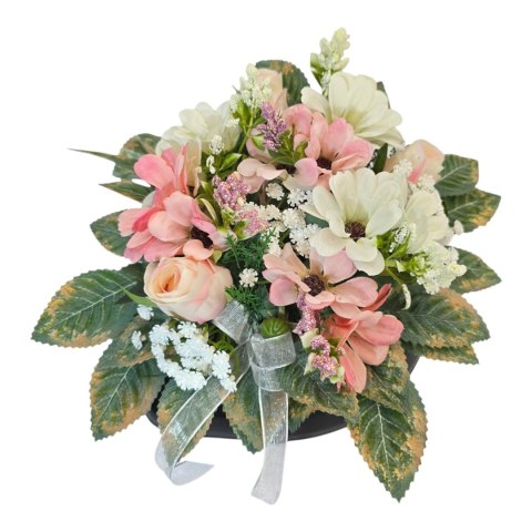 Stroik na cmentarz kompozycja kwiatowa na grób dziecka miska serce