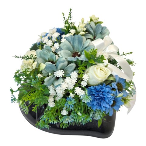 Stroik na cmentarz kompozycja kwiatowa na grób dziecka miska serce