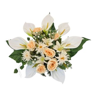 Stroik na cmentarz kompozycja kwiatowa na grób wiosenna miska