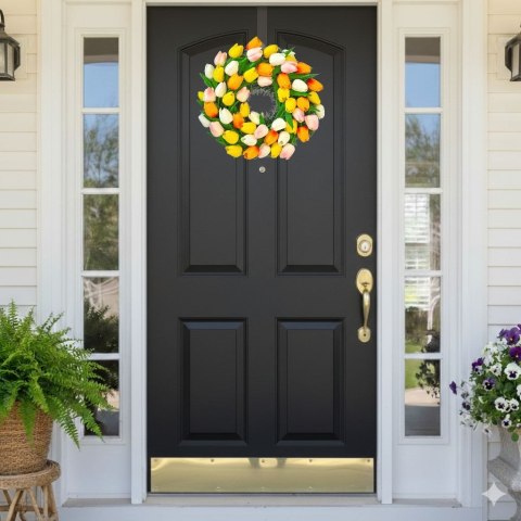 Premium wiosenny wianek na drzwi tulipany stroik dekoracja domu