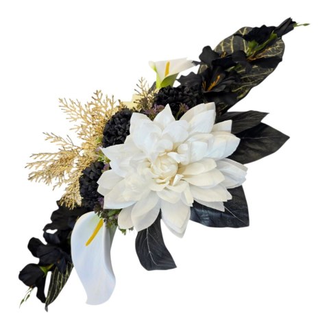 Stroik na cmentarz kompozycja kwiatowa na grób miska z obciążeniem