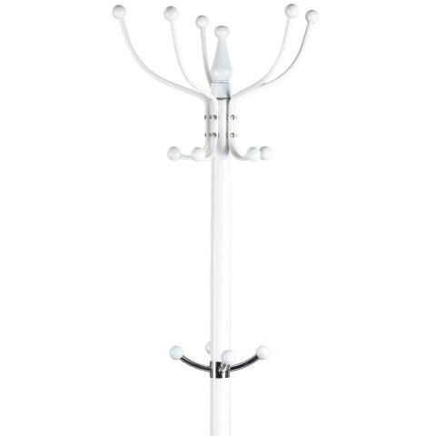 Wieszak stojący 14 haczyków na ubrania metal biały ModernHome