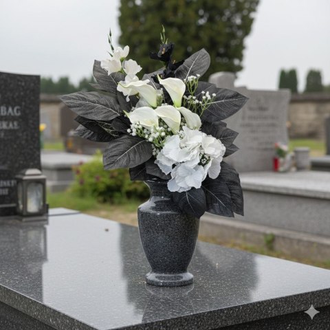 Bukiet flakon wkład do wazonu stroik na cmentarz grób pomnik