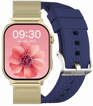 Smartwatch Damski GRAVITY GT15-11 Granatowy Pasek Silikonowy + Złota Bransoleta